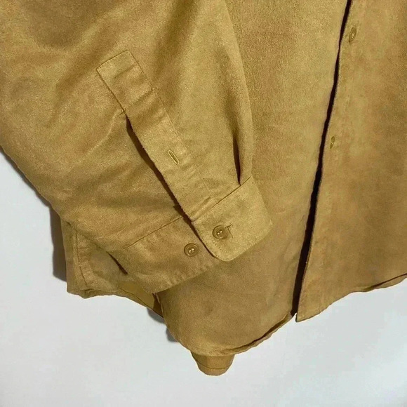 KNIGHTSBRIDGE men faux suede button down collared shirt western cowboy casual -L - Picture 2 of 11